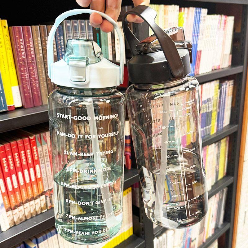 64oz Large Capacity Sports Water Bottle with Straw, Durable Polycarbonate Material, Leak-Proof Design, Ideal for Running & Fitness Activities