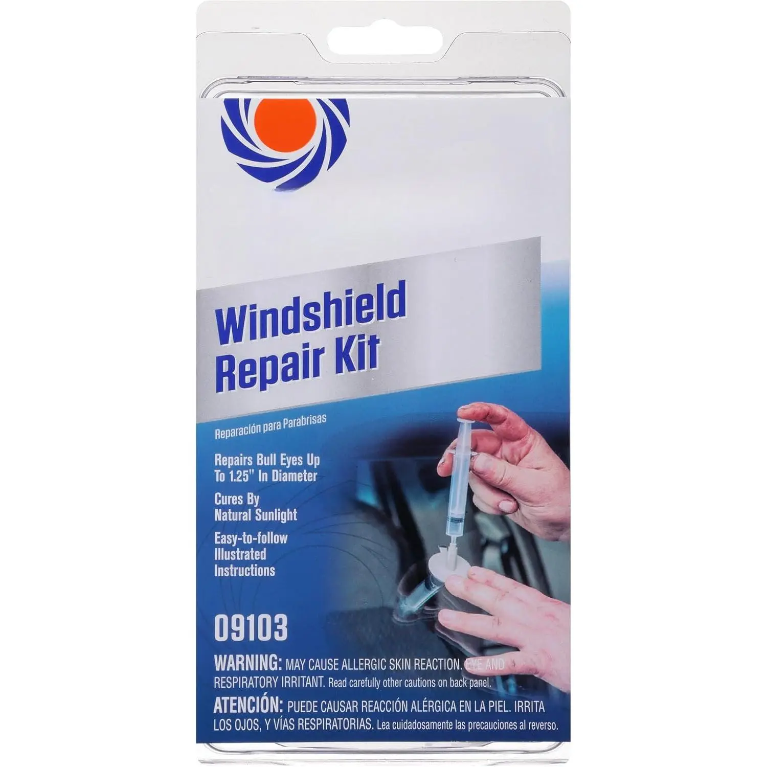 09103 Automotive Windshield Repair Kit For Chipped And Cracked Windshields. Permanent Air-Tight Repairs, With Repair  & Plunger, 9- Kit