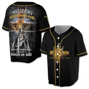 Jesus Saved My Life Lion Warrior Graphic Unisex Baseball Jersey Lightweight Casual Faith Apparel