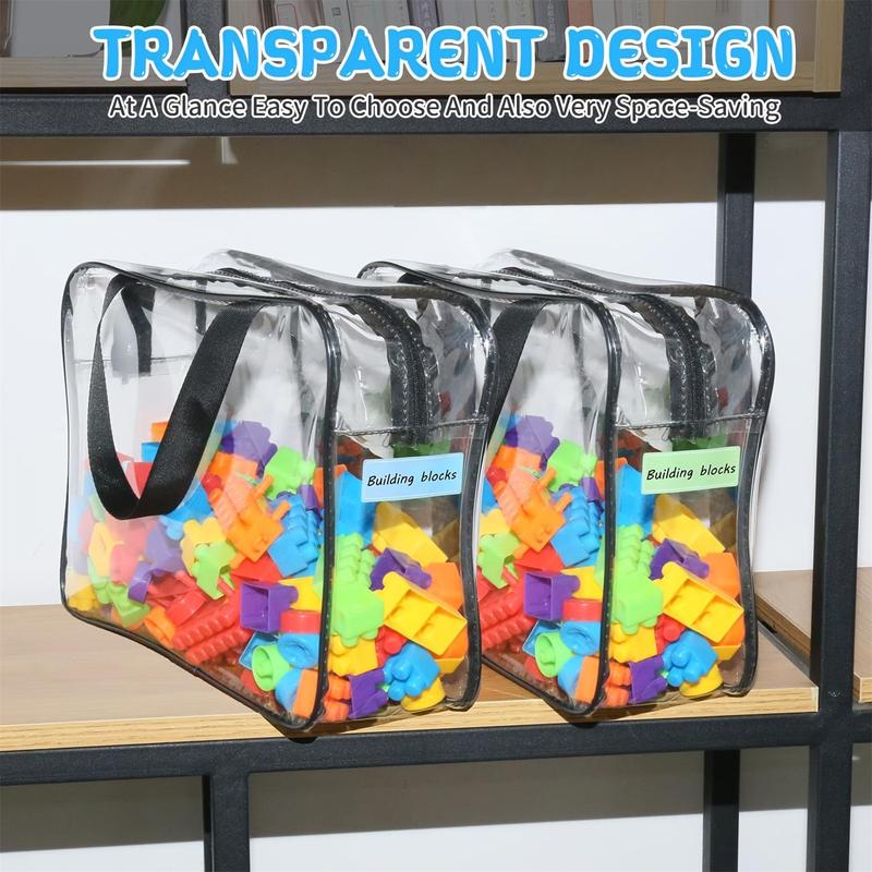 Clear Toy Storage Bag, 3 Counts Waterproof Zipper Building Block Organizers, Portable Washable Storage Bags for Home, Office and School, Space Saving Bags