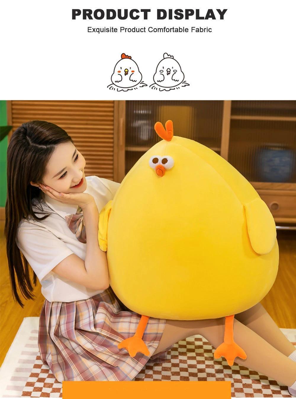 Funny Fat Chicken Plush Toys Pillow Soft Simulation Cute Plushie Dolls Neck Pillow Stuffed Animal for Boys Girls Festival Gifts