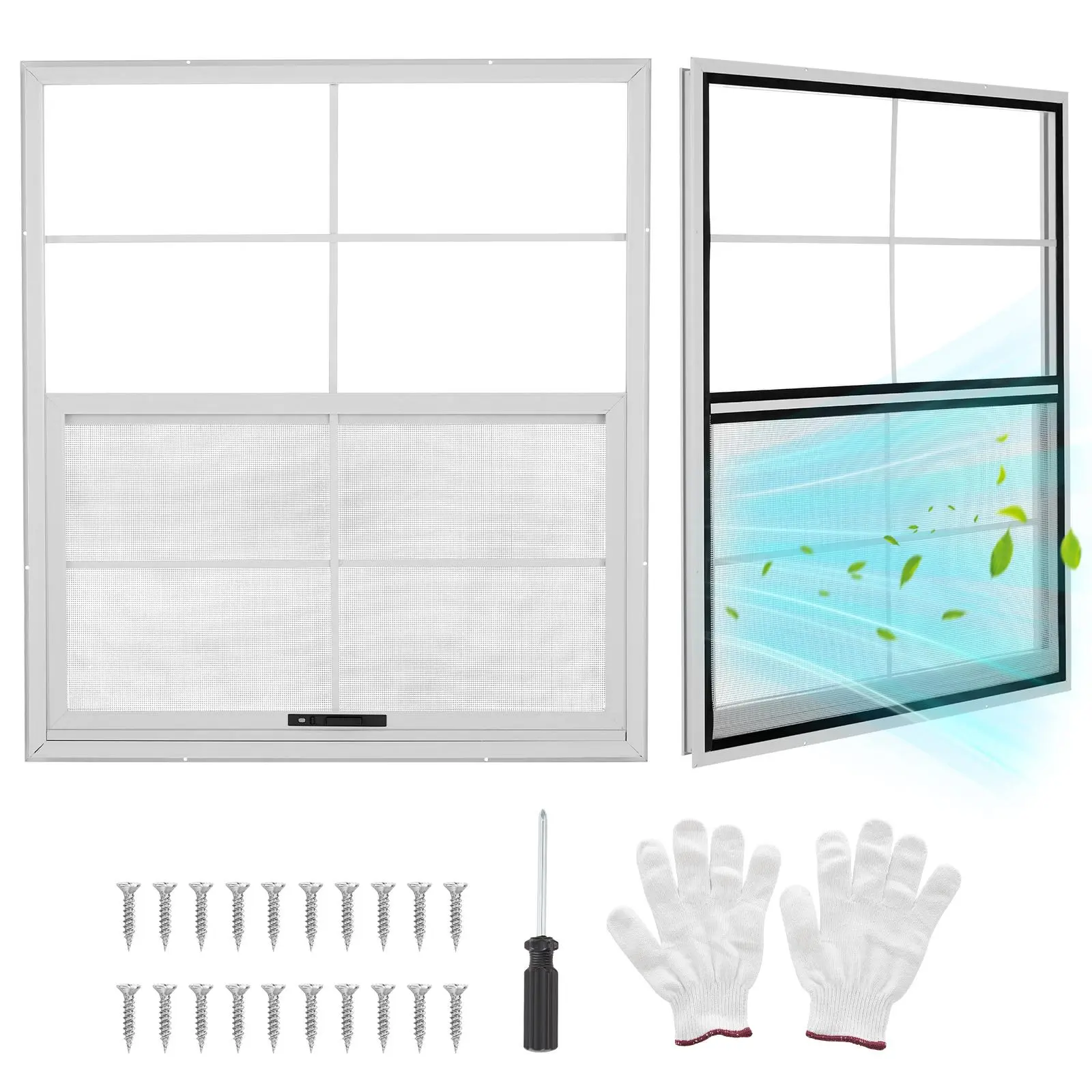 2 Pack Shed Windows,Small Sliding Windows, Aluminum Frame Flush Mount Windows with Acrylic Panels for Shed, Chicken Coop