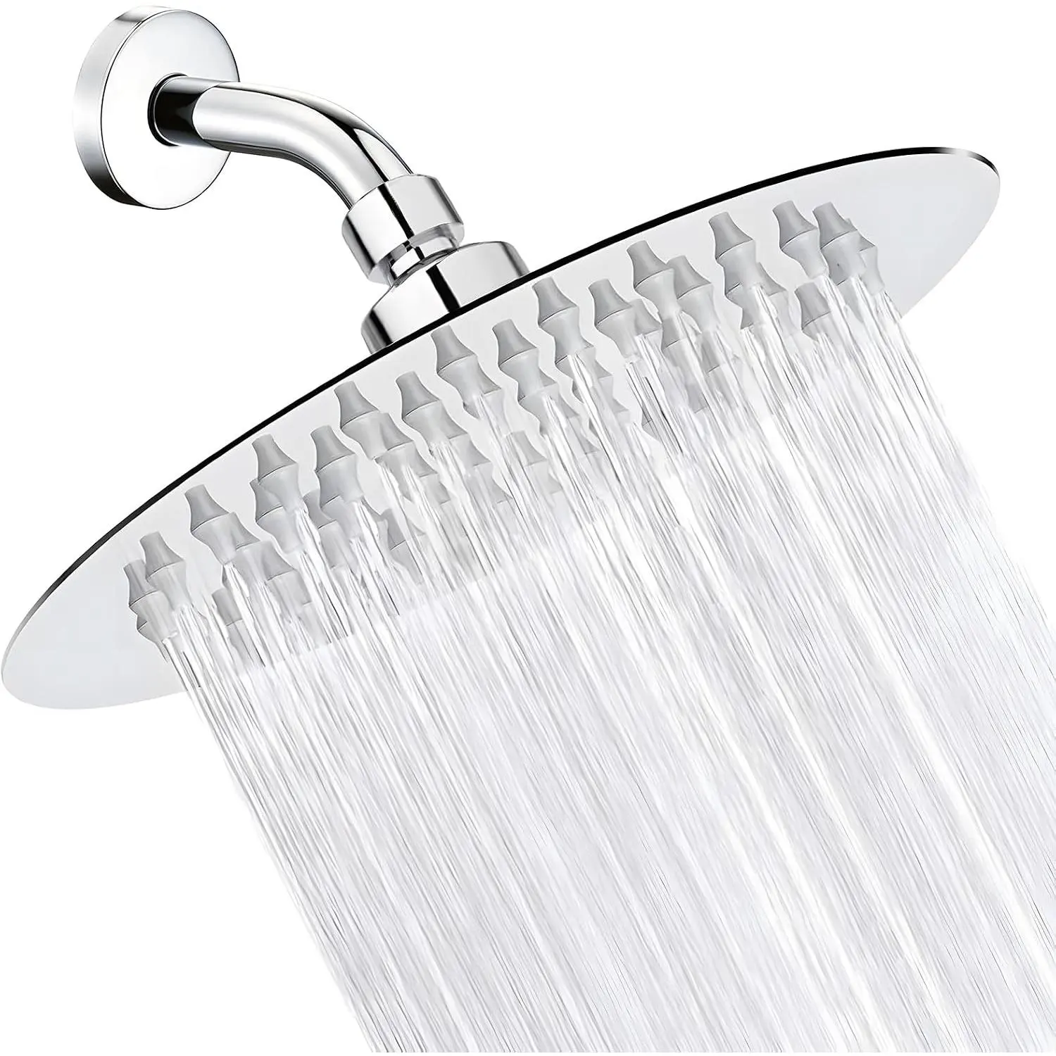 High  Rainfall Shower , 6 Inches Showerhead with  Adjustable , Removable Restrictor, Easy Installation for Your Bathroom Shower Heads (Chrome Finish, Ultra-thin)