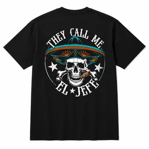 El Jefe Skull Graphic T-Shirt, Soft Casual Unisex Apparel with Short Sleeves, Relaxed Fit, and Fade-Resistant Print, Tshirt