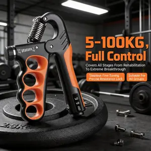 Grip Strengthener Mechanical Counter 100kg, Hand Strength Trainer for Women and Men, Workout Hand Grip, Outdoor Indoor Fitness, Five Finger Training
