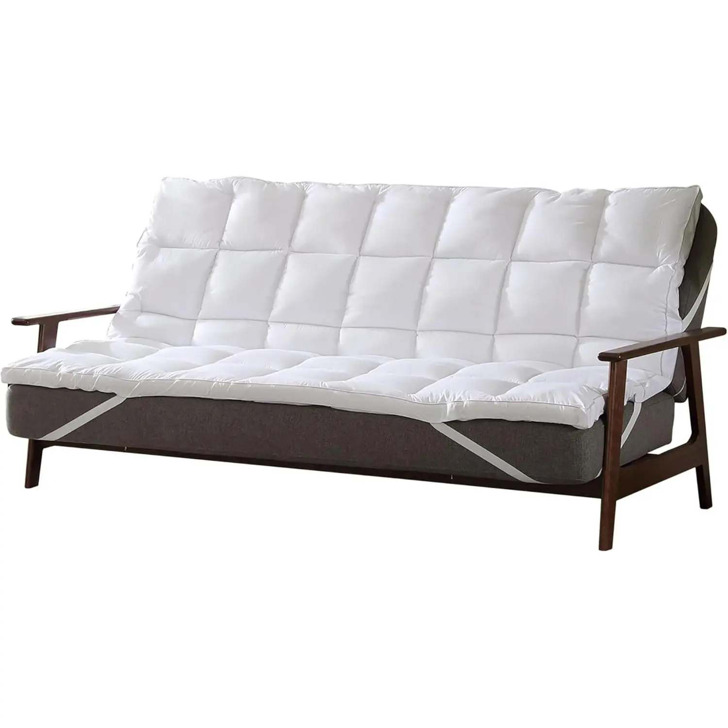 White Futon Mattress Toppers with Anti-Slip Anchors - Futon Cover Filled with Plush Down Alternative Fill - Full Size Futon Cover is Soft, Comfortable and Allergy Free (Size: 54 x 75 x 3)