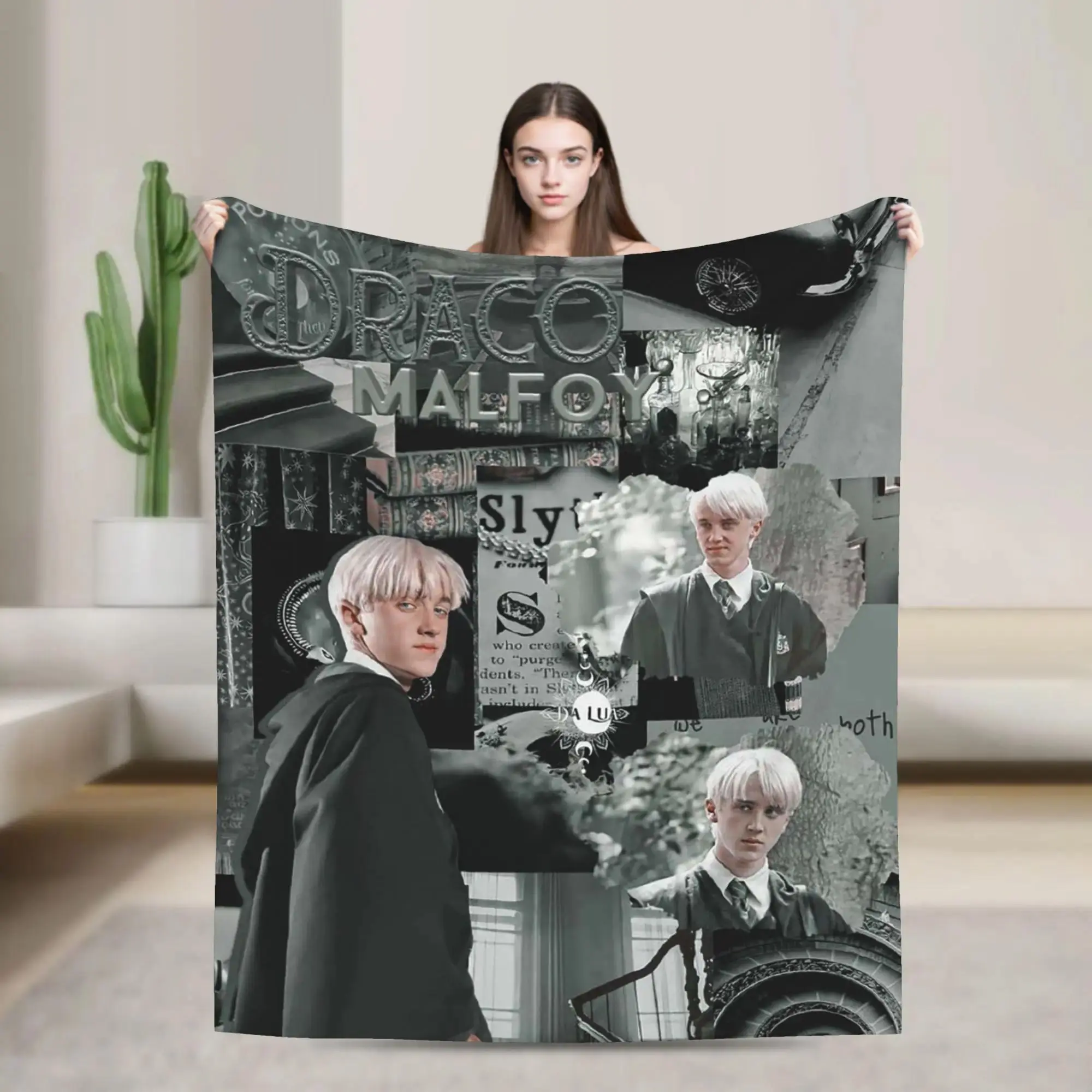 Draco Malfoy Wizard Theme Flannel Decorative Blanket - Soft, Cozy Look, Machine-Washable, Fade-Resistant Throw (60in*50in/80x60 inches) for Beds, Sofas, All Seasons, Ideal for Christmas Gifting