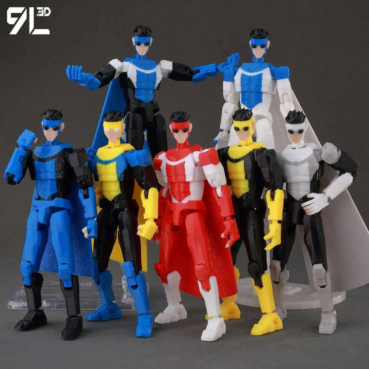 9L3D Dummy 13 Action Figure-Multi-Joint Articulated Lucky Anime Character Classic Superhero Design With Black&White Blue Costume