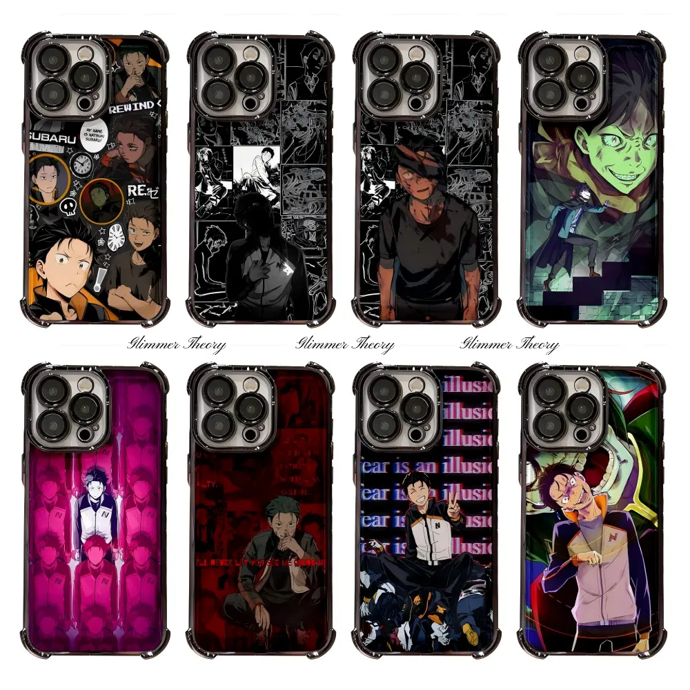 Anime Re:0 Natsuki Subaru Phone Case For iPhone 17 Pro Max, 16 Plus, 15, 14, 13, 12, 11, Black/Transparent TPU Shockproof Protective Cover, Birthday Gift for Anime Fans