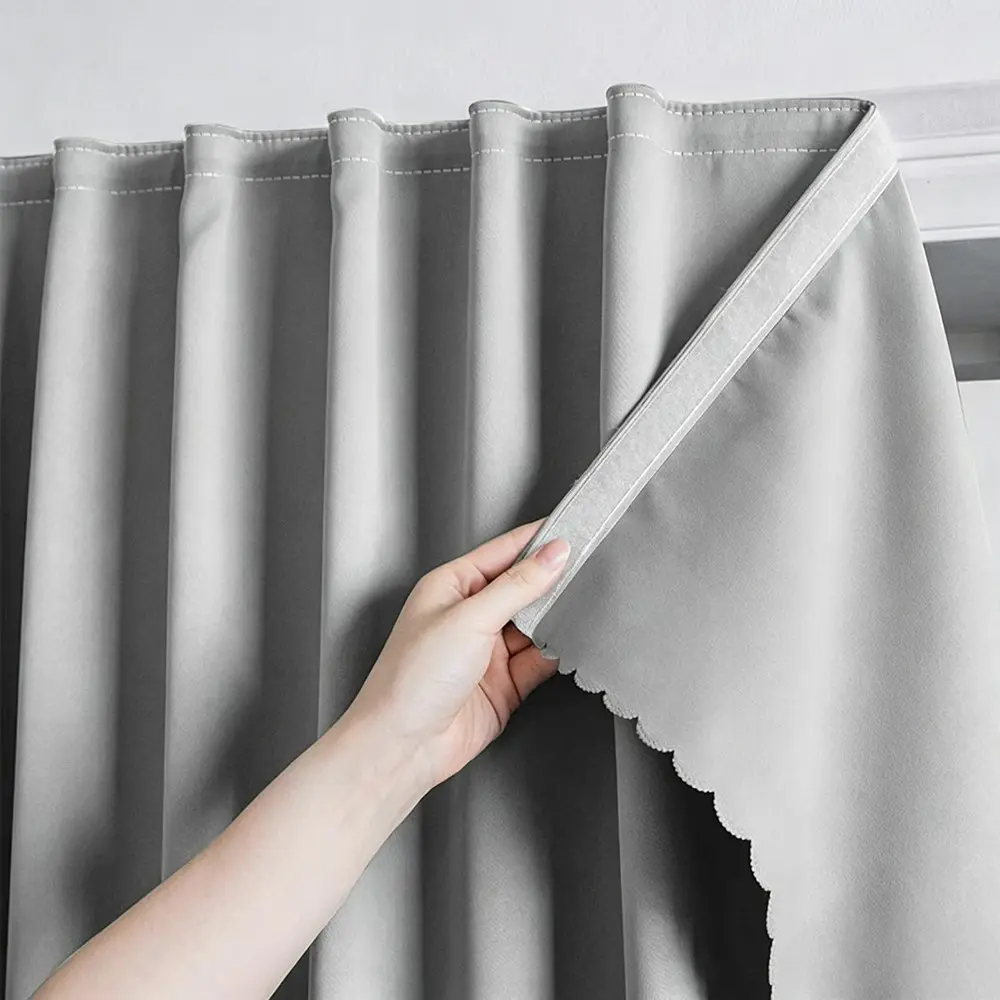 1PC Modern High-Precision Blackout Floral Velcro Curtain, Easy Installation, Light-Transmitting Not See-Through, Suitable for Living Room Bedroom Study Dining Room