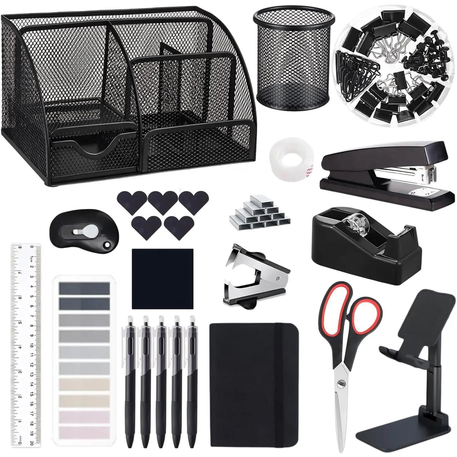 Office Supplies, Desk Accessories,Stapler and Tape Dispenser Set for Women with Stapler,Tape Dispenser,Staple Remover,,Clips, and Tabs, for Student,Teacher,Coworkers,Business