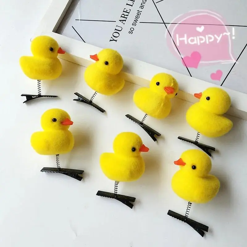 10/20/50/100Pcs/Lot Cartoon Funny Children 3D Little Yellow Duck Plush Hairpin Fashion DIY Duckbill Clip Accessories Party Gifts