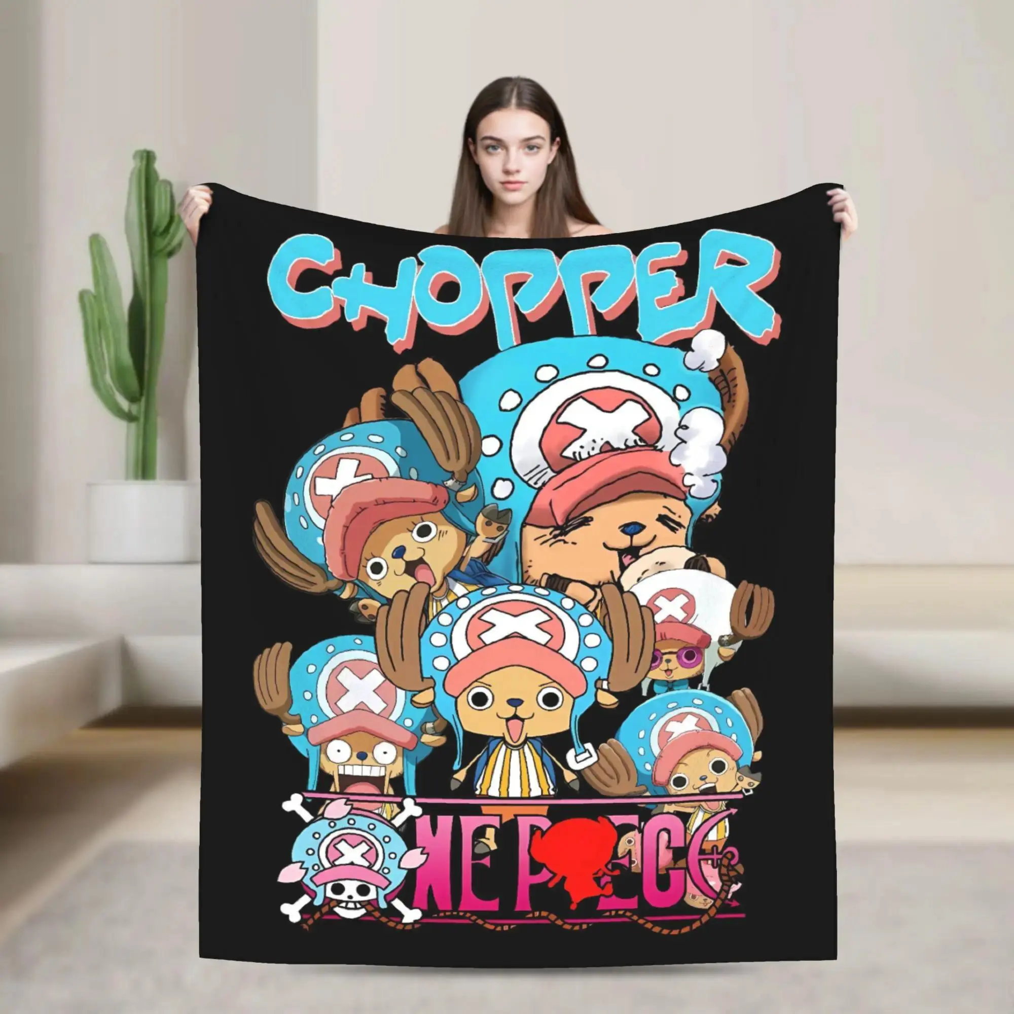 Tony Chopper Flannel Blanket Winter Anime Warm Bedding Throws for Kids Adult Couch Bed Fluffy Bedspread Sofa Bed Cover