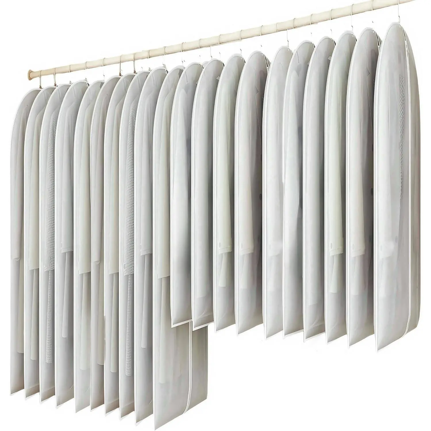 20 Pack Combo Size Clear Garment Bags for Hanging Clothes with Full Zipper for Closet Storage, Clothes Cover For Hanging, Wardrobe Bags for Hanging Clothes.(120 x 60CM x 10P, 100 x 60CM x 10P)