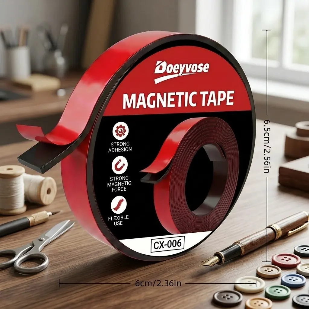 Doeyvose Strong Magnetic Tape Roll, Instant Magnetic Fixing, No Waiting, Easy Adhesion for Heavy Objects, Garage and Workshop Organizer