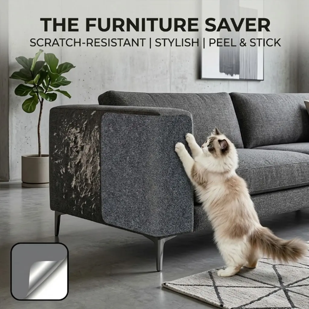 Cat Scratch Guard Film, Easy Peel-Off Furniture Protector, Durable Transparent Material, Reusable, Modern Home Style, Pet-Friendly, Sofa & Chair Protection