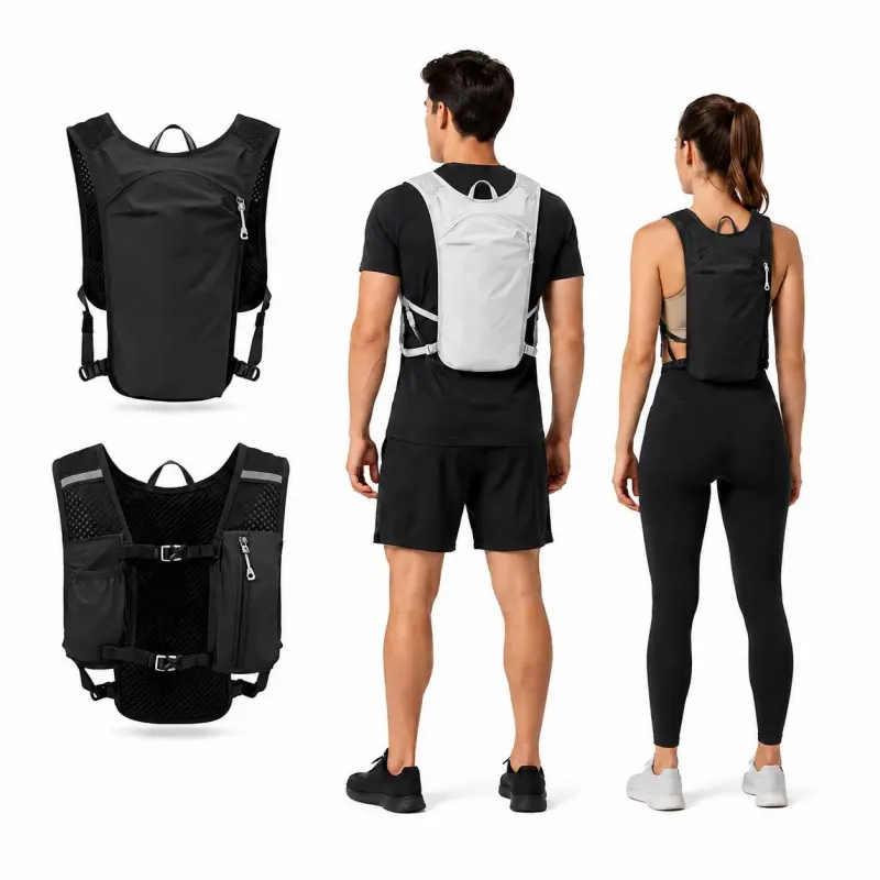Unisex Breathable Hydration Backpack Vest, Quick Dry Lightweight Outdoor Hydration Pack with Mesh Back Padding, Water Bladder Compatible Daypack for Running, Cycling, Hiking, Trail Running & Outdoor Adventures