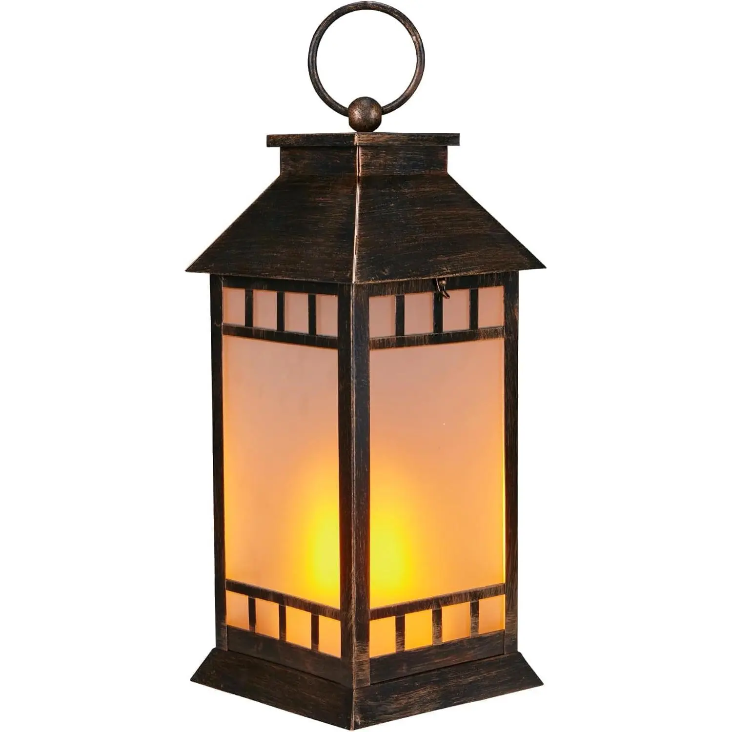 18'' Glass Solar Lantern Outdoor , Large  Solar Lanterns with Flickering Flame Lights, Metal Outdoor Lantern Decorative for Patio Garden Backyard Tabletop  Day Gifts Mom