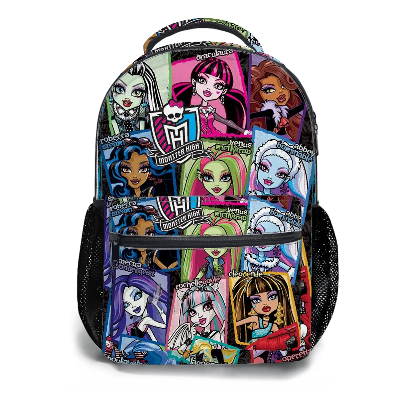 monster high Y2K Fashion School Backpack for Teen Girls, Cute Cartoon Aesthetic Student Bookbag with Padded Shoulder Straps, Large Capacity Casual Daypack and Travel Bag for Kids a-68
