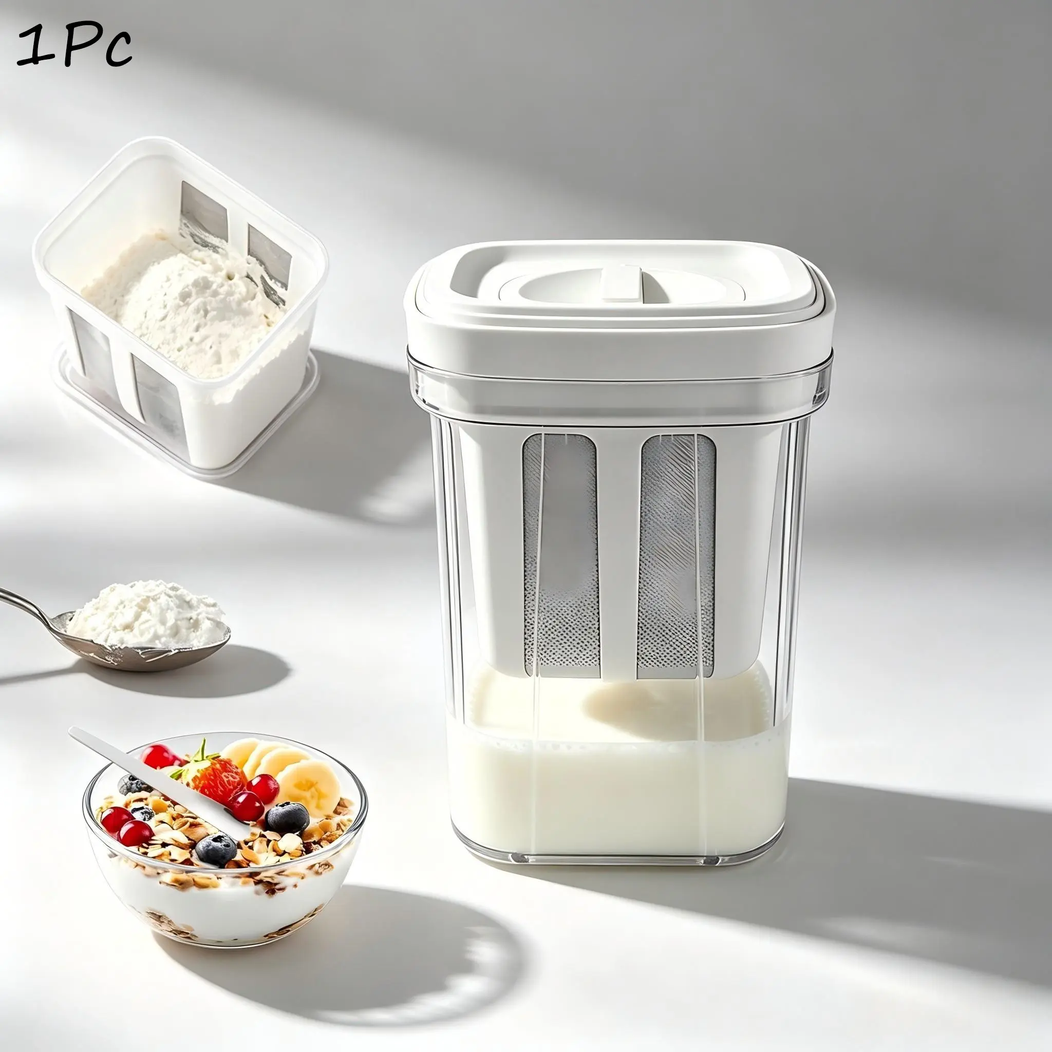 Greek Yogurt Maker 1300/2000ML, Large Capacity, BPA-Free PP Material, Durable Design, Filter Bag Included, Ideal for Whey Separation, Versatile Use for Making Kefir, Tofu, Cheese