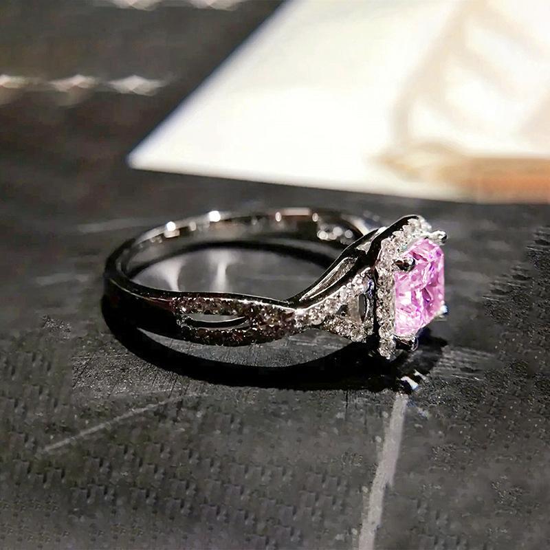 Luxury Cushion Cut Twisted Band CZ Ring for Women | Cross Geometric Stackable Engagement Statement Jewelry