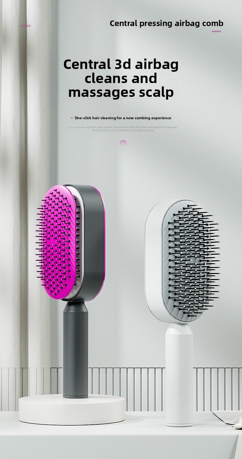 Luxury upgraded version, featuring a push-button cleaning design, suitable for women with long hair, popular air cushion massage comb