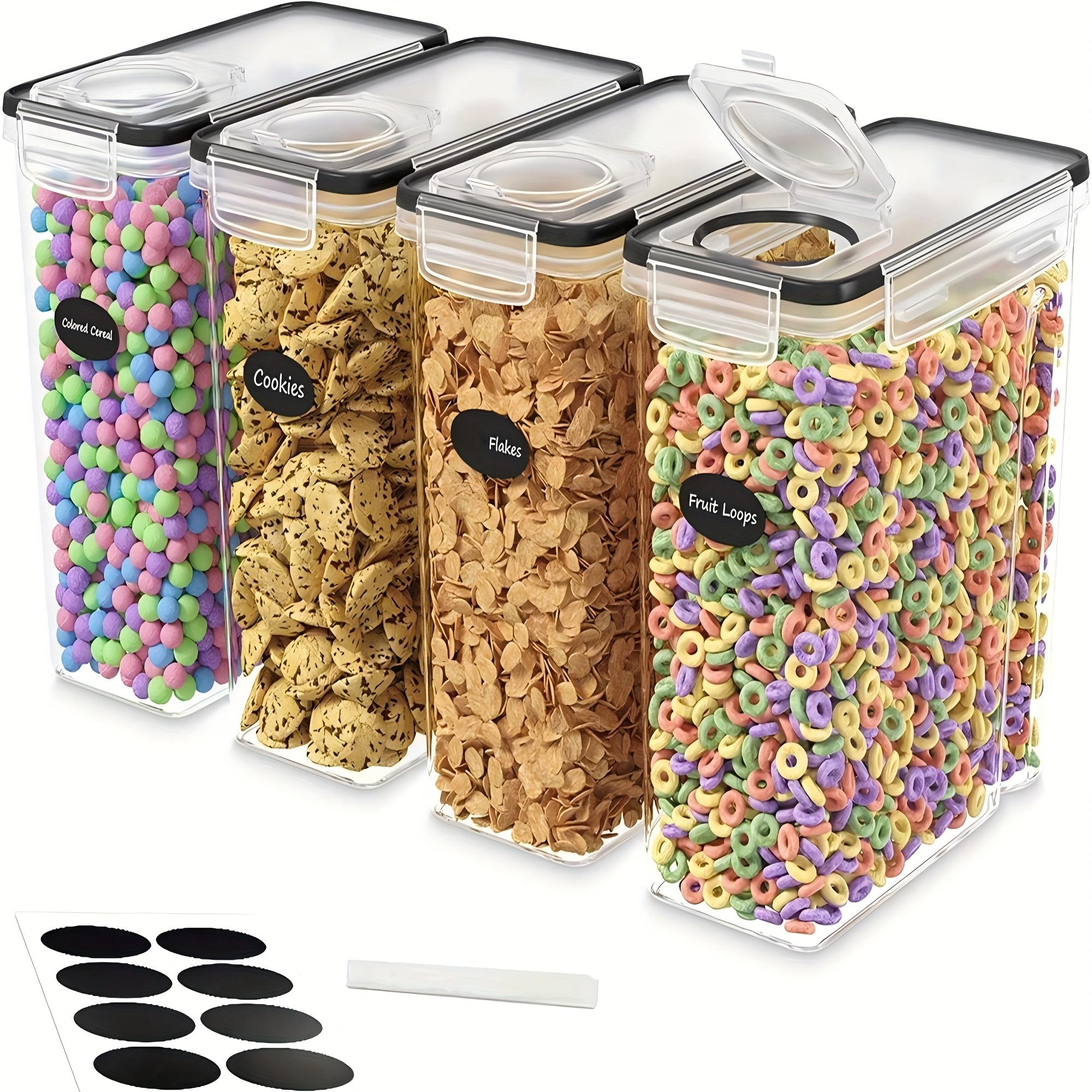 4 Pack (4L/ 135oz) EXTRA Large Airtight Food Storage Cereal Containers for Bulk Food Storage BPA-Free Plastic Container, Pantry Organization And Canister for Grain, Nuts, Flour And Rice, Kitchen Organizers And Storage, Kitchen Accessories