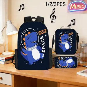 3pcs Interstellar Little Cute Dragon Backpack Set, Cartoon Dinosaur Theme, Large Capacity Backpack for School or Casual Outings