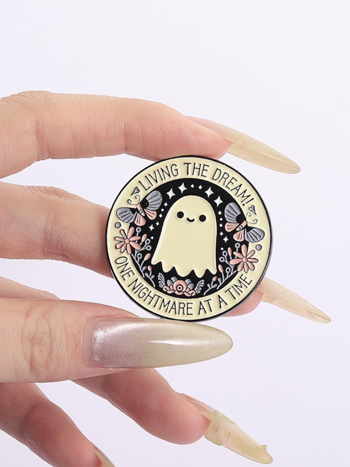 Cute Ghost Design Brooch, Fashion Brooch for Women & Men, Enamel Pin Suitable for Backpacks, Jeans, Scarves, Hats Decoration, Casual Alloy Accessories for Daily Wear, Flower Brooch Pin