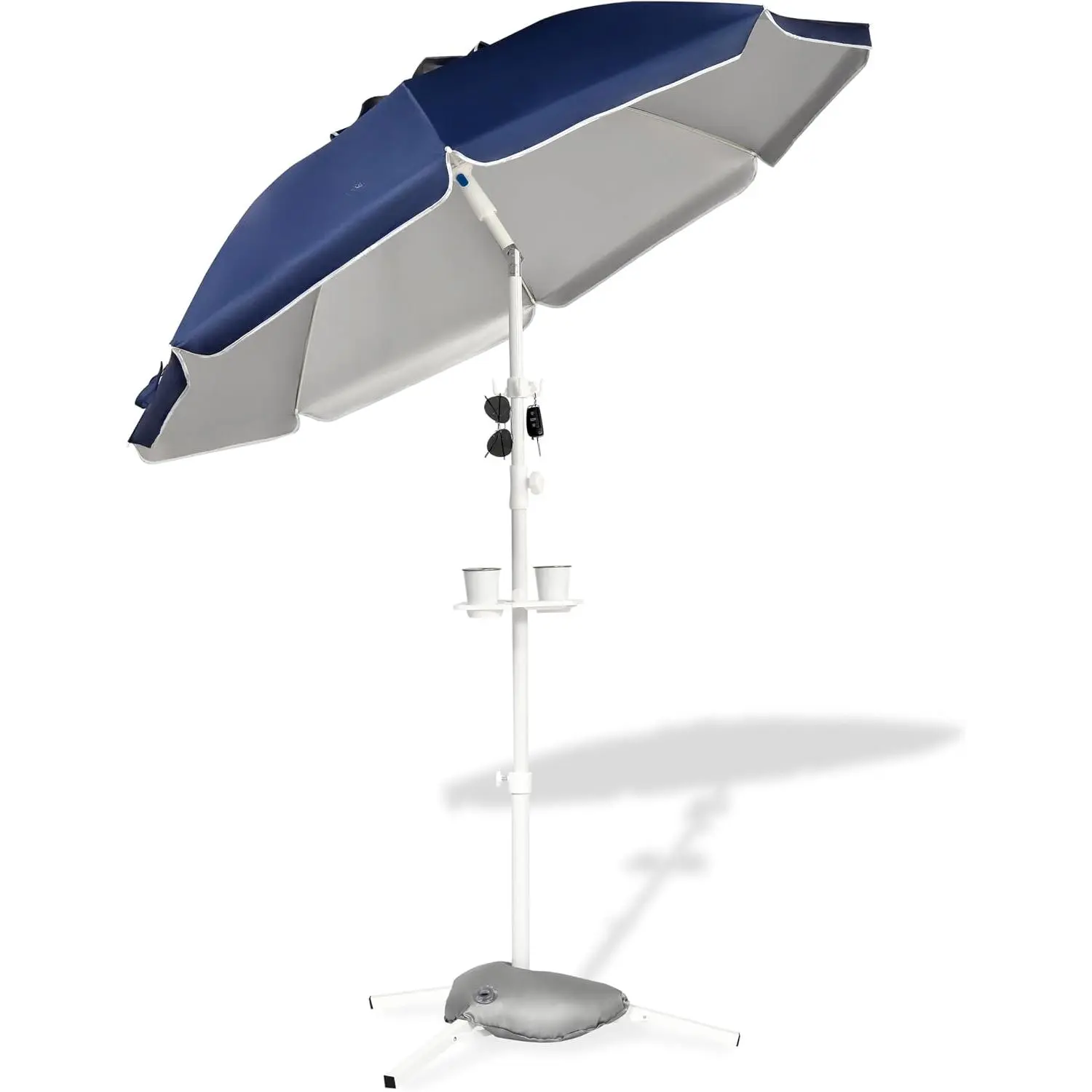 6.5ft Sun Shade Umbrella, Portable Umbrella with Stand for Sports| Beach Umbrella with Tripod Base, Water Weight Bag, Adjustable and Lightweight, Sun Protection, Navy Blue