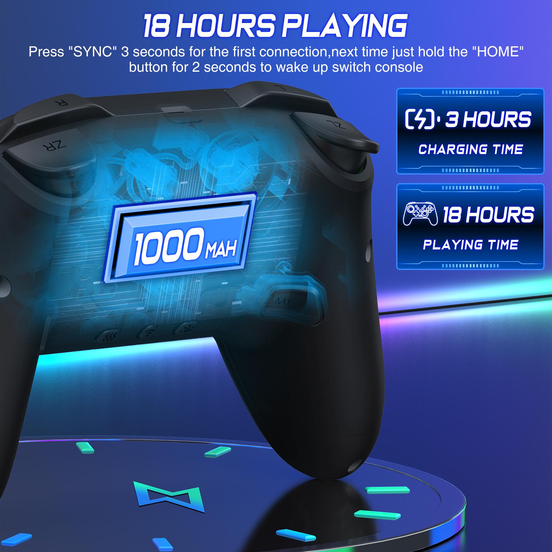 Wireless Switch Controller for Switch/OLED/PC,with RGB Light, Programmable, TURBO&Wakeup, NOT Incluede Game Console Accessories Smartphone