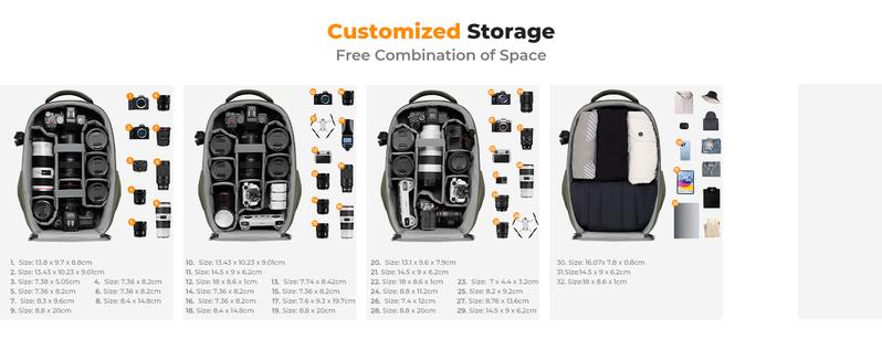 K&F CONCEPT Camera Backpack,Hardshell Photography DSLR Camera Bag with 15-15.6 Inch Laptop Compartment Hard Shell Camera Case Compatible with Canon/Nikon/Sony/DJI Mavic Drone