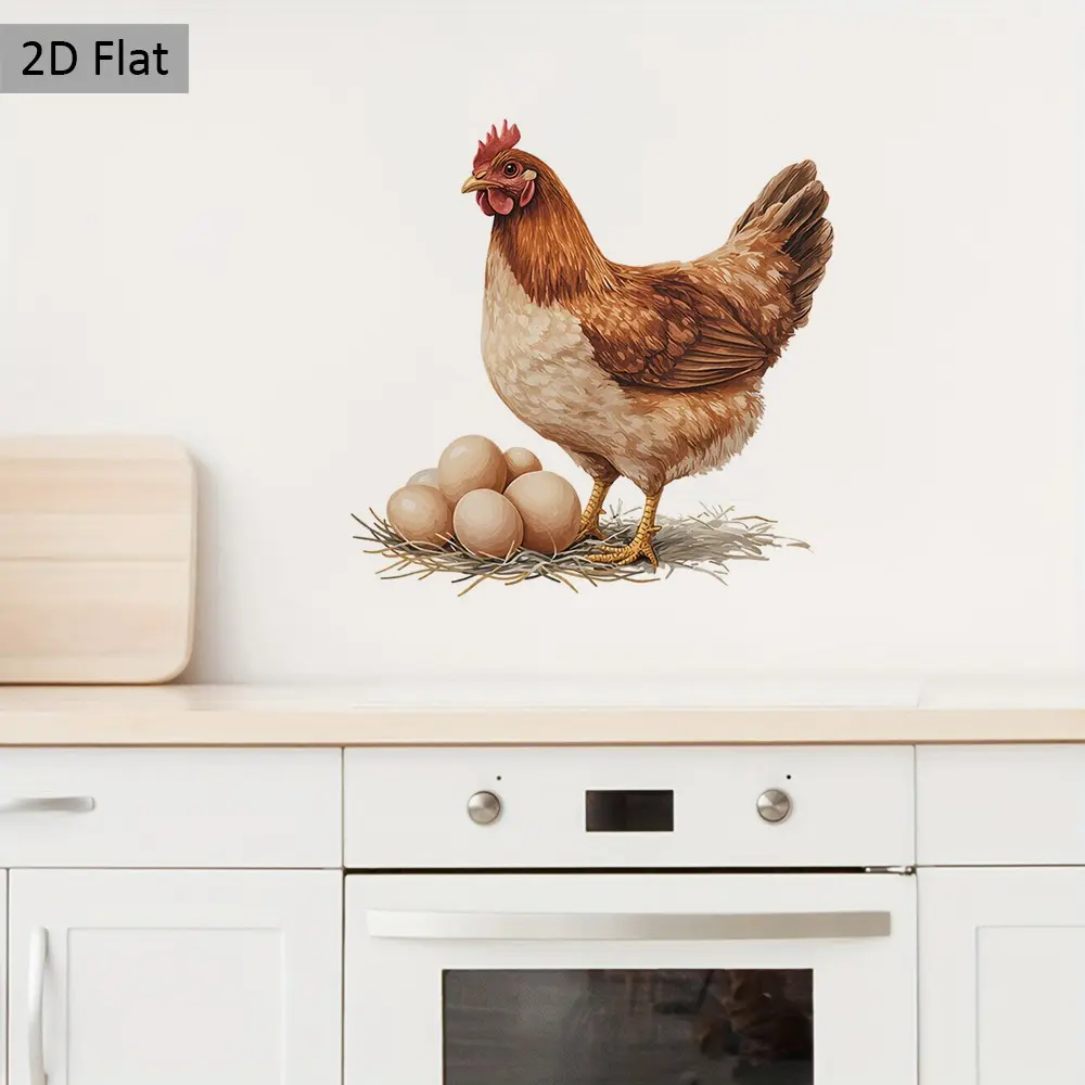 Transparent Kitchen Sticker, Chicken Pattern Wall Decal, Fun Farm Design, Ideal for Kitchen, Dining Room, Bakery, Creative Gift