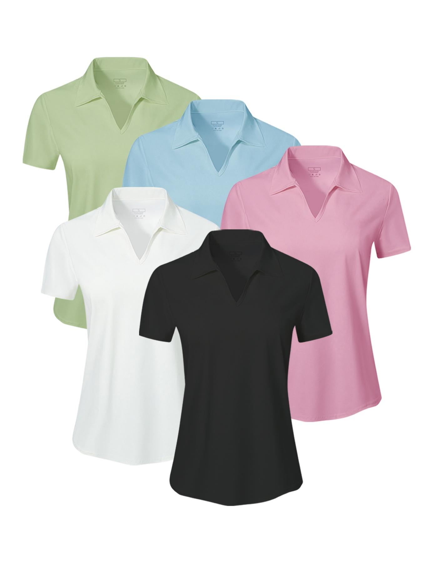 Women's Solid Color Sports Polo Shirt, Golf Casual Style, Casual Breathable Comfortable Short Sleeve Collared Top for Golf Baseball Tennis, Ladies Sportswear for All Seasons, Breathable Workout Shirt