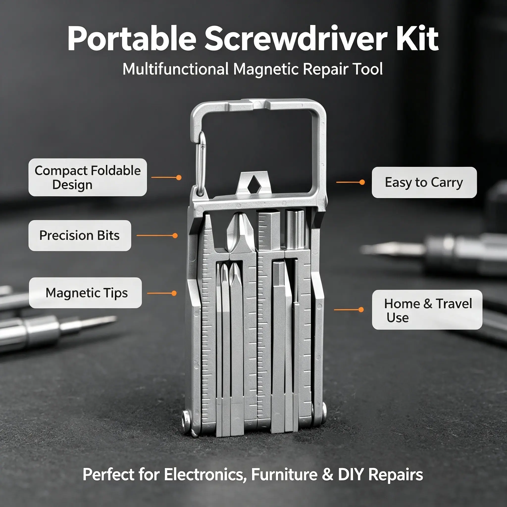 Multi-Functional Portable Magnetic Cross Screwdriver Set, Precision Tips for Home Repair Tools, Ideal for DIY Electronics, Phones, Laptops, Furniture Assembly