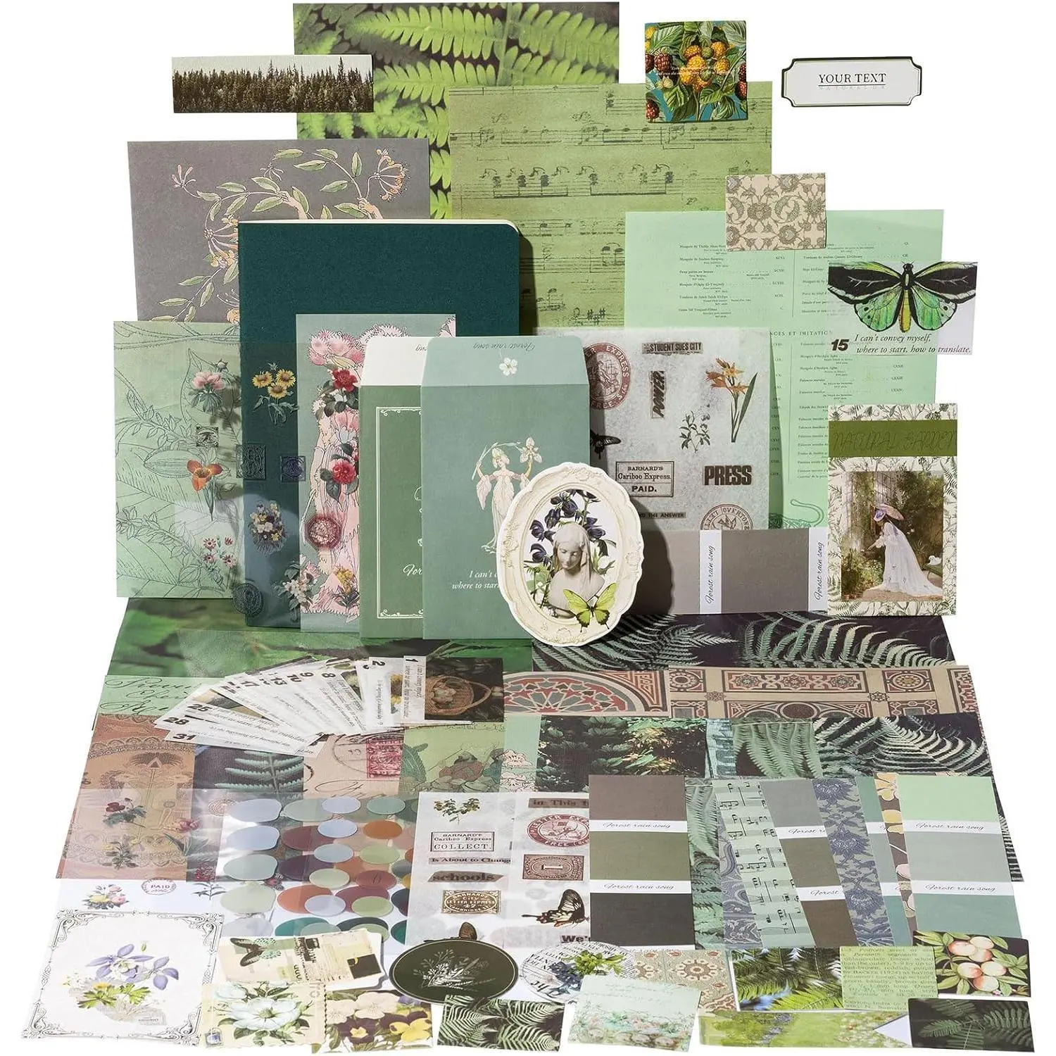 Scrapbook Kit for Beginners, Aesthetic Junk Journal Supplies, Scrapbooking and Journaling Materials, Bullet Journals Stationery, Planner DIY Arts Craft, Women Adults