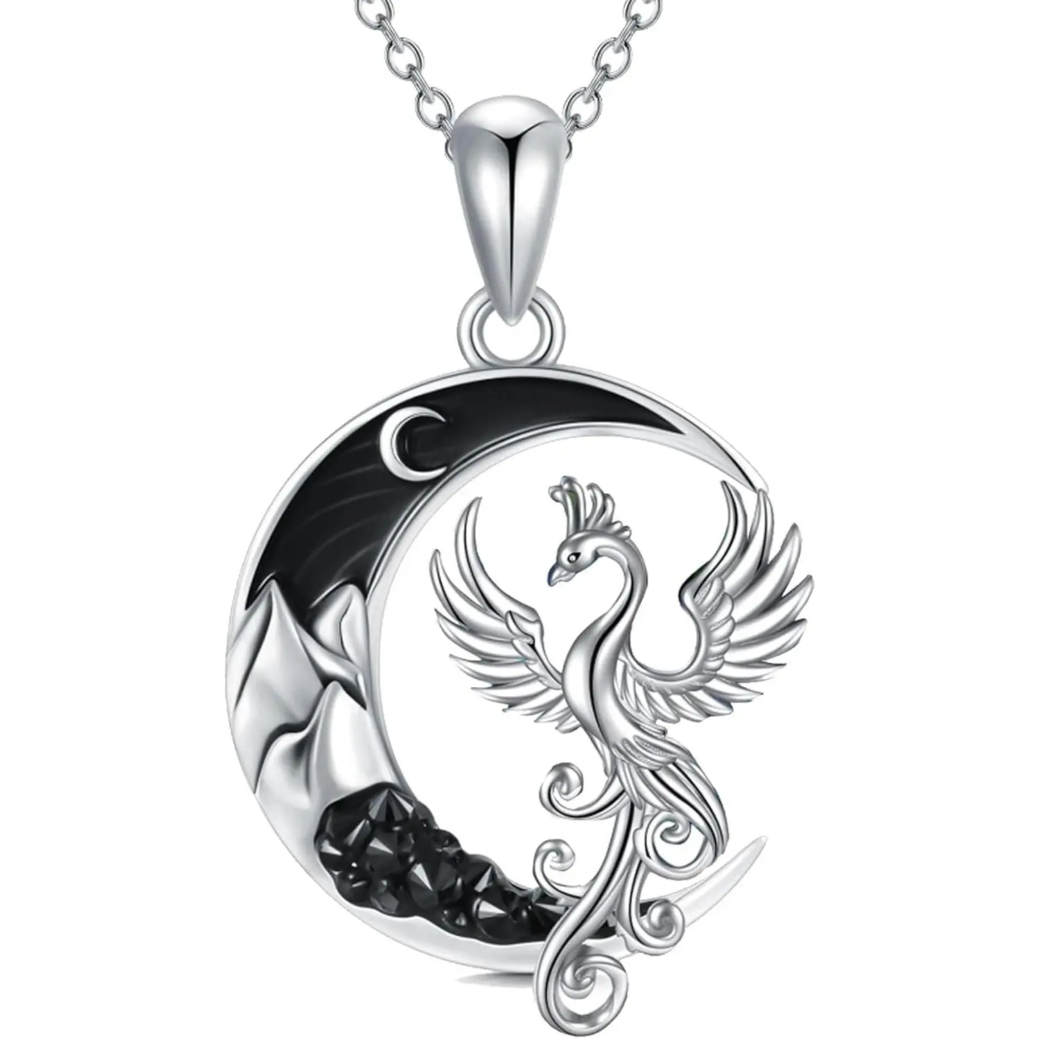 Gothic Jewelry Bat/Cat/Wolf/Dragon/Owl/Fox/Spider/Sun Pendant Sterling Silver Crescent Moon  for Women Black Jewelry Gifts san juda Angelic  All Around  Sparkly Reindeer  Christmas  non-natural Deep Blue Crystal Beads Rosary Necklace Handmade Zodiac