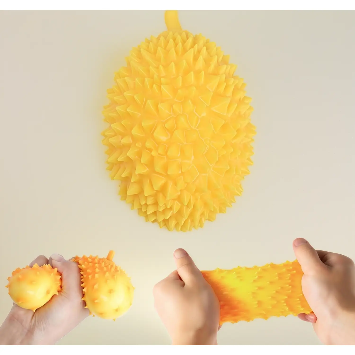 Realistic Durian Squeeze Fidget Toy, Soft Silicone Fruit Stress Relief Tool, Unisex Handheld Grip for Adults & Kids
