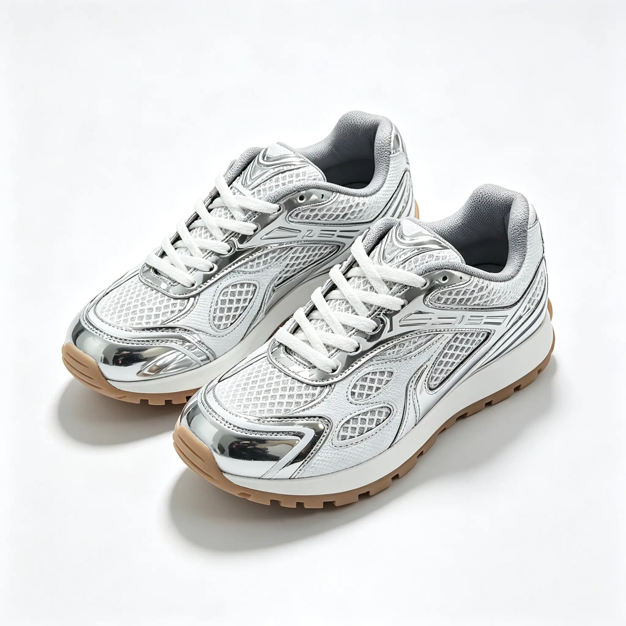 Blue Silver Metallic Mesh Retro Running Sneakers, Breathable Color Block Lace Up Trainer Shoes, Thick-Soled Height-Increasing Fitness Footwear, Trendy Y2K Street Style Athletic Walking Shoes for Daily Travel, Casual Outings & Outdoor Activi