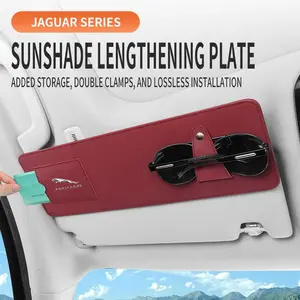 Suitable for Jaguar F-PACE, E-PACE, XE/XEL, XF/XFL, F-TYPE, I-PACE car sunshade extension panels, car glasses holder, sunglasses storage clip, car interior storage accessories, adjustable and retractable, made of Nappa leather, available in multiple color