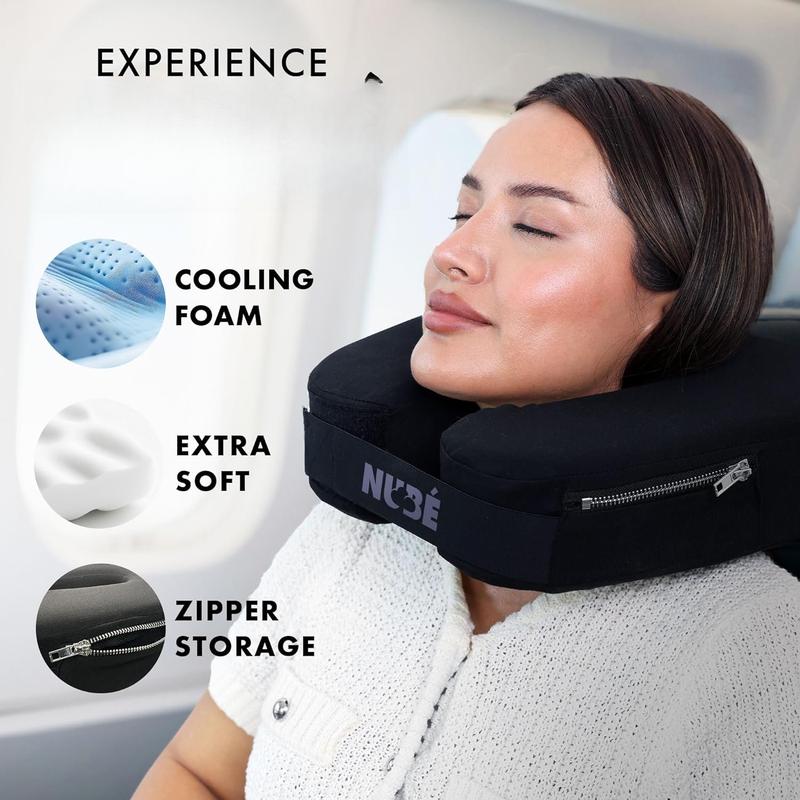 Travel  Pillow  Ultra Lightweight & Comfortable Memory  with Zipper Storage for Airplane,  & Home Travel Accessory for  &  with Cooling, Breathable & Washable Fabric (Black)