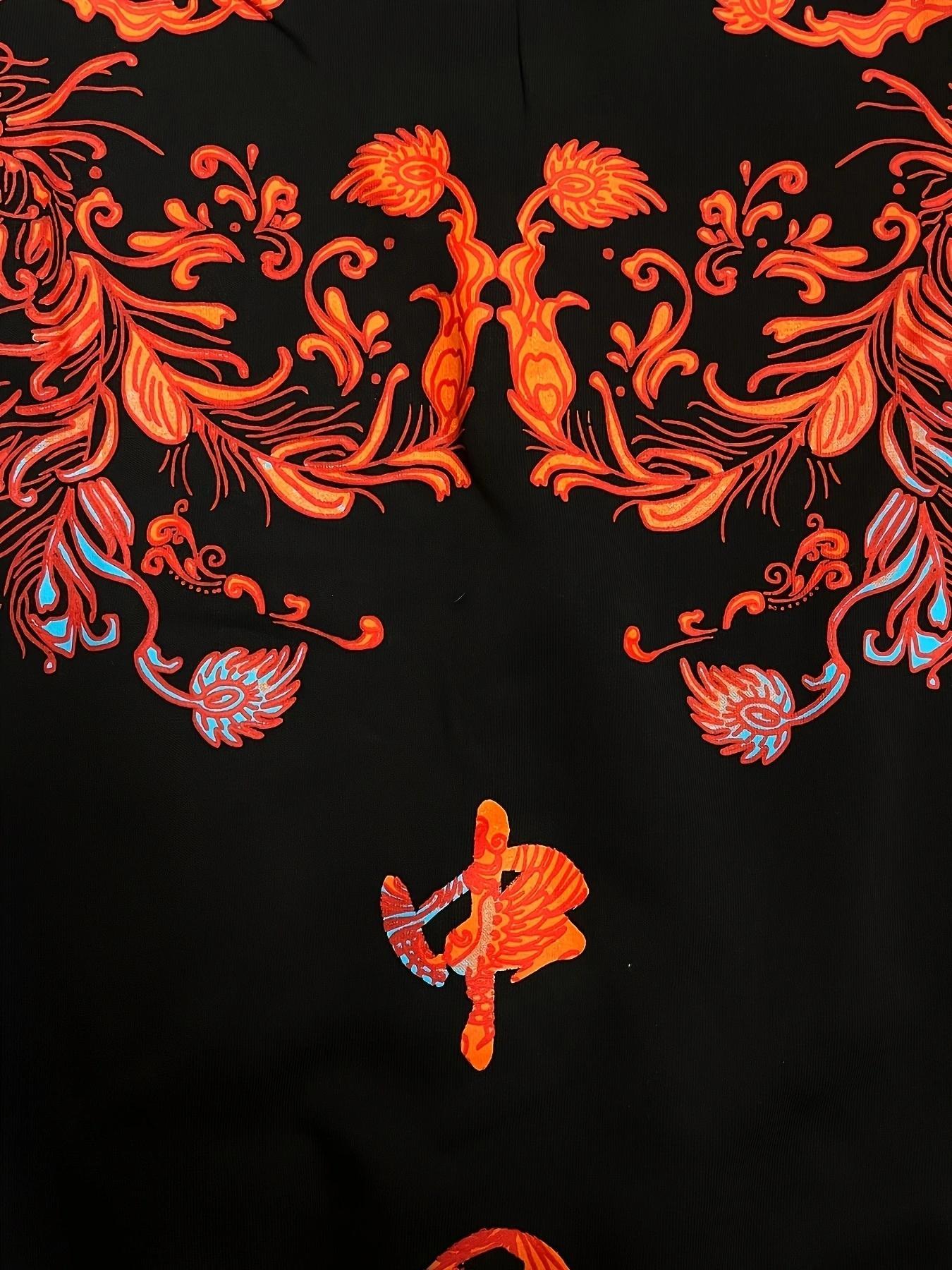 Men's Chinese Phoenix Graphic Print Drawstring Hoodie, Loose Casual Fashion Long Sleeve Kangaroo Pocket Design Hooded Sweatshirt for Daily Holiday Outdoor Wear, Men Clothes for Spring & Fall