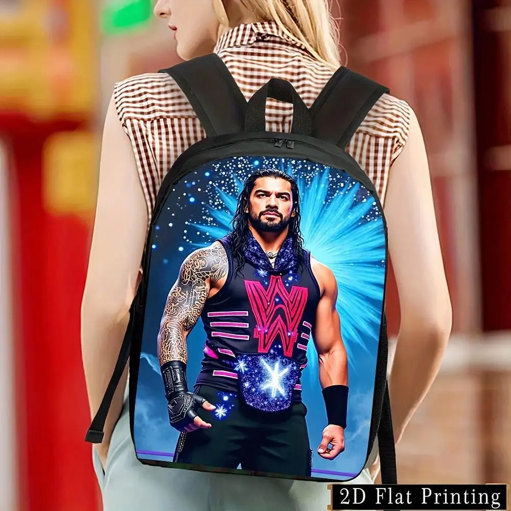 WWE Wrestling Star Poster Backpack with Glittering Belt Design - Lightweight canvas backpack with adjustable shoulder straps and a zipper closure, suitable for travel, work, and college - the perfect gift for wrestling fans, birthday gifts, Halloween gift