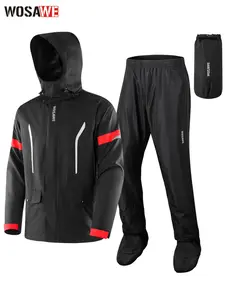 WOSAWE Men Women Waterproof Cycling Suit  Rain Jacket & Pants Set, Breathable Windproof Reflective Outdoor Gear with Shoe Covers for Bike Camping Hiking
