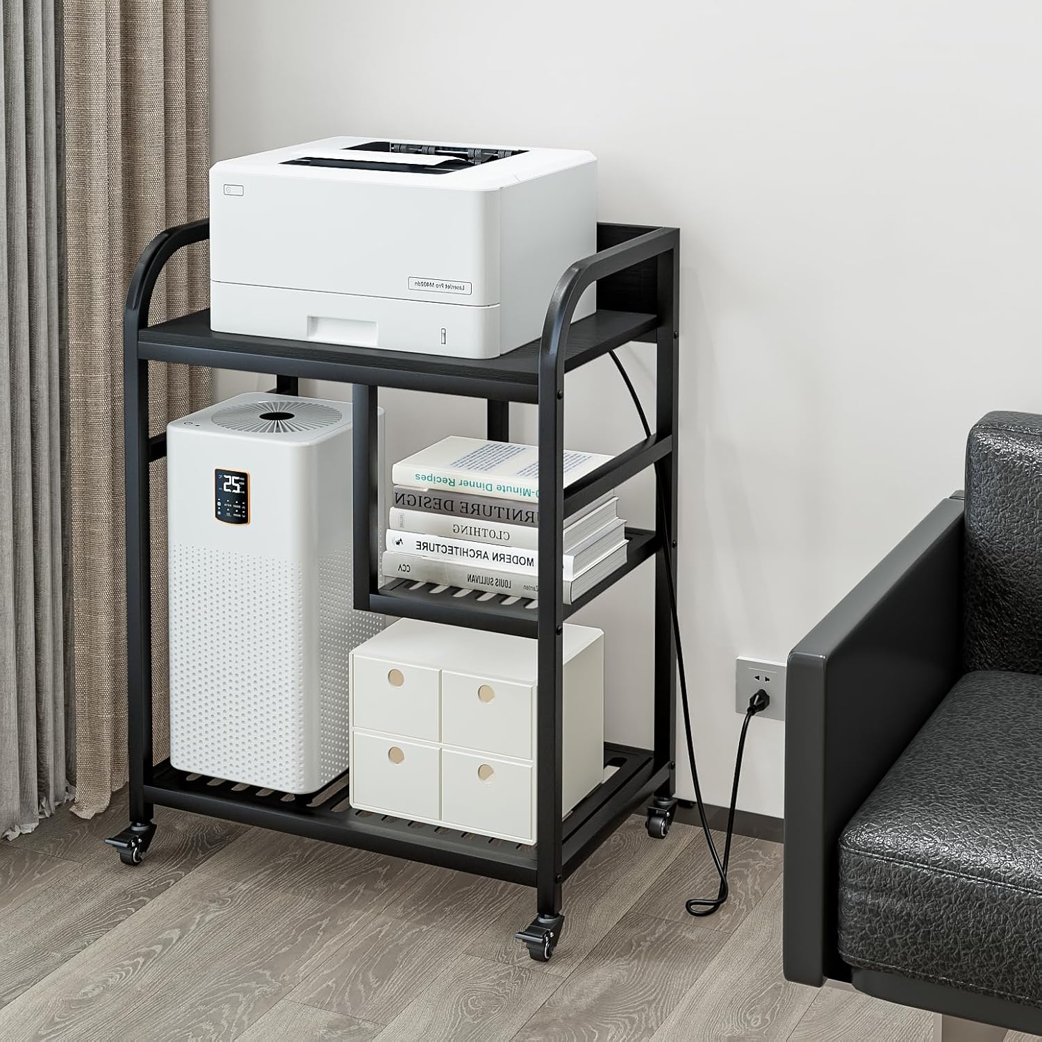 Printer Stand with Cable Management and Storage Drawer, Printer Table with Locking Wheels, Printer Cart for Under Desk, Home, Office, for Desktop CPU Shredder Deals For You Days Printer Stand with Cable Management and Storage Drawer, Printer Table with Locking Wheels, Printer Cart for Under Desk, Home, Office, for Desktop CPU Shredder Deals For You Days