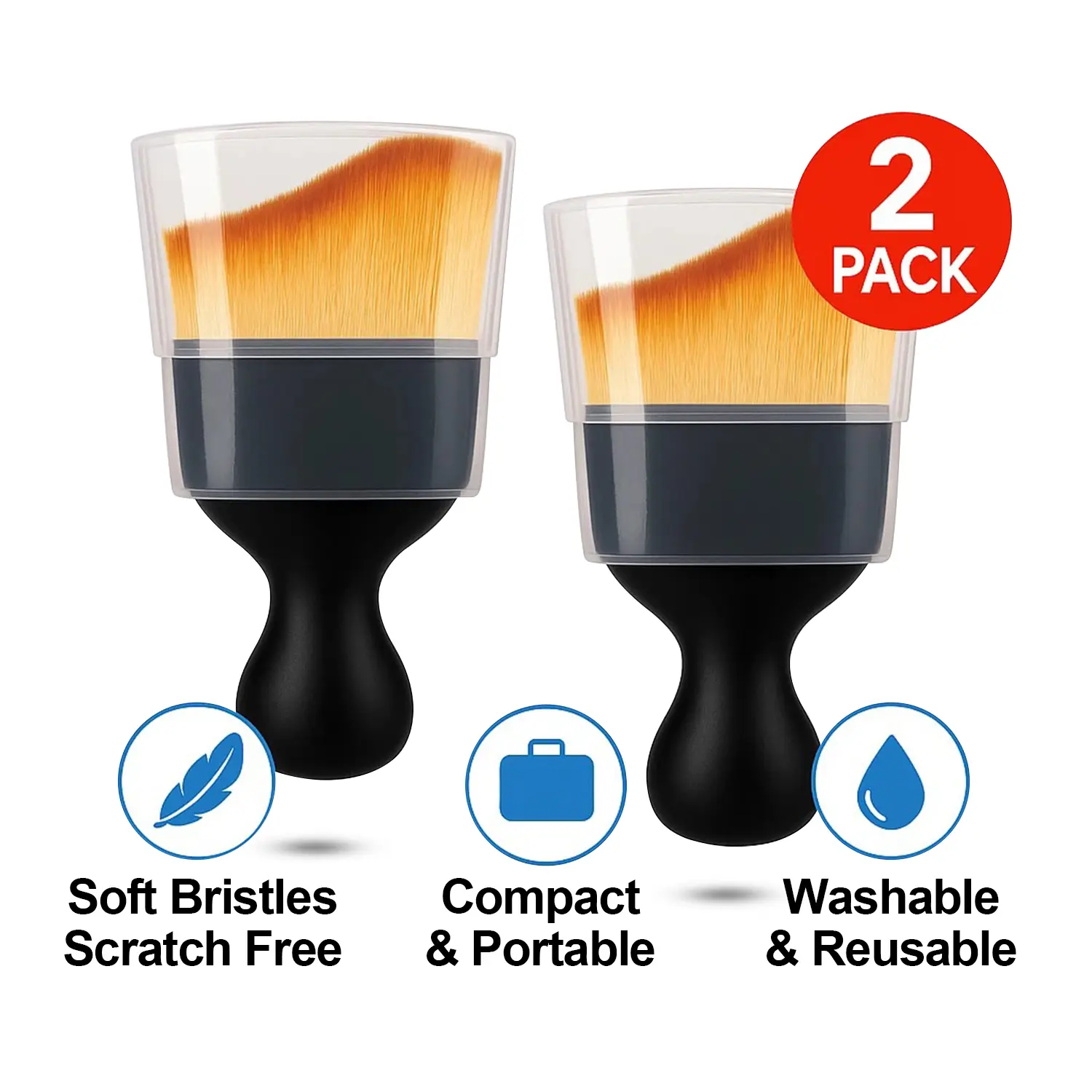 2PCS Car Interior Detailing Brush, Auto Car Detailing Brush Dusting Brush, Gentle Soft Bristles Car Interior Cleaning Tool for Scratch-free Detailing, Car Accessories