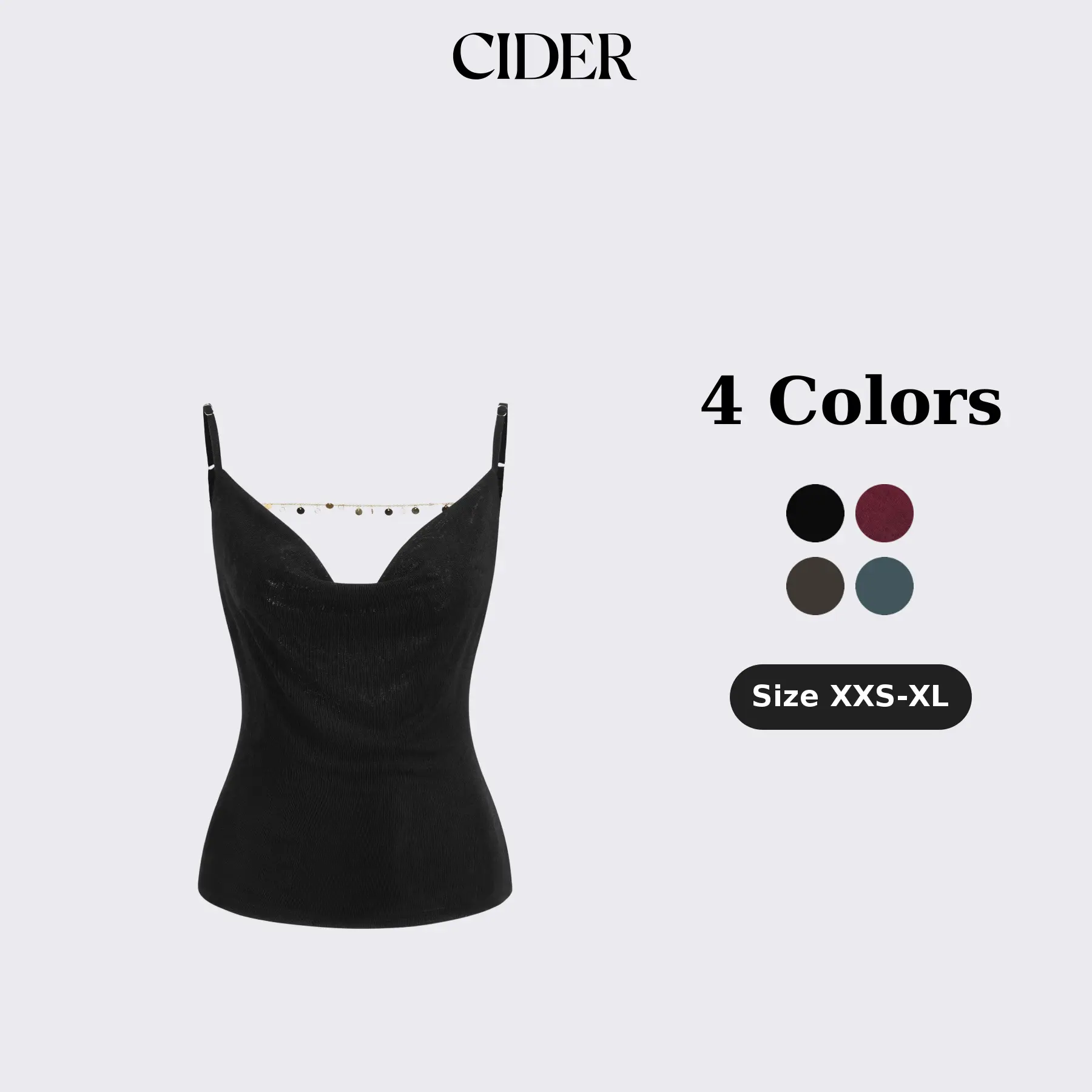 Cider Cowl Neck Backless Chain Detail Cami Top SummerWins SummerFinds