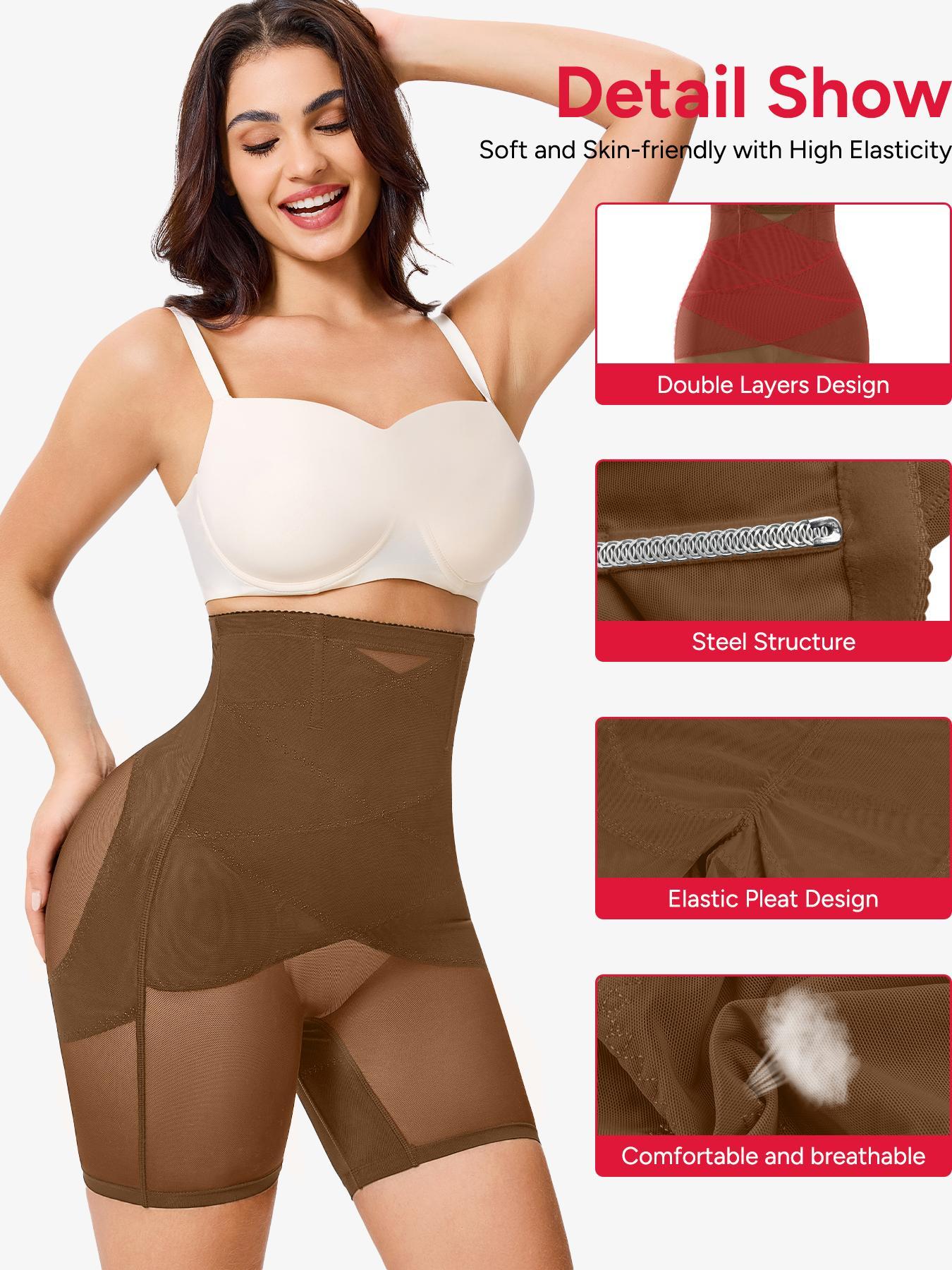 Women's Solid Sheer High Waist Shapewear Shorts, High Stretch Tummy Control Shaper, Ladies Shapewear Bottoms Underwear for Daily Wear