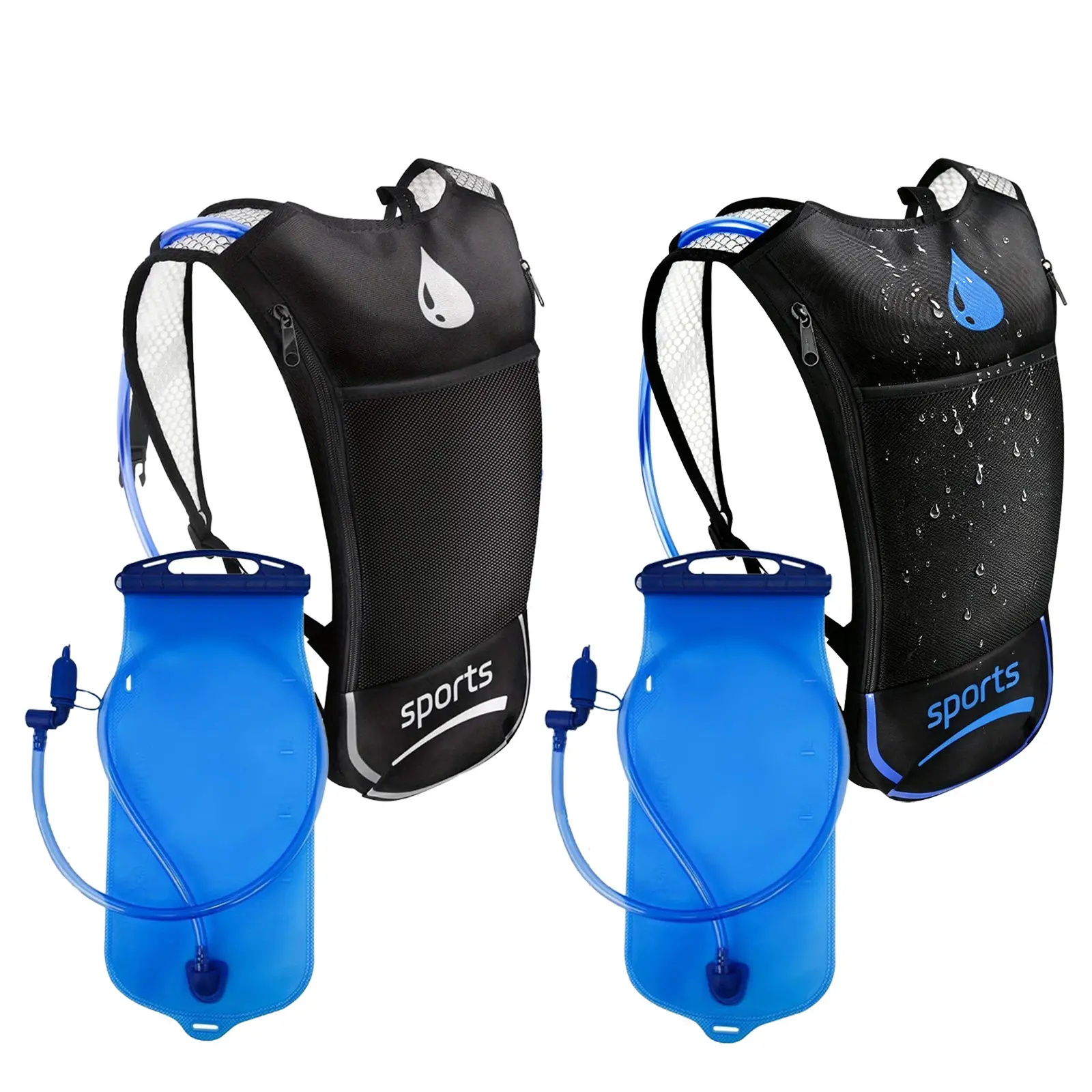 2-Pack Hydration Backpack – 2L Leak-Proof Bladder, Breathable Mesh, 3-Layer Storage, Reinforced Padded Shoulder Straps – Lightweight for Hiking, Running, Cycling & Outdoor Sports