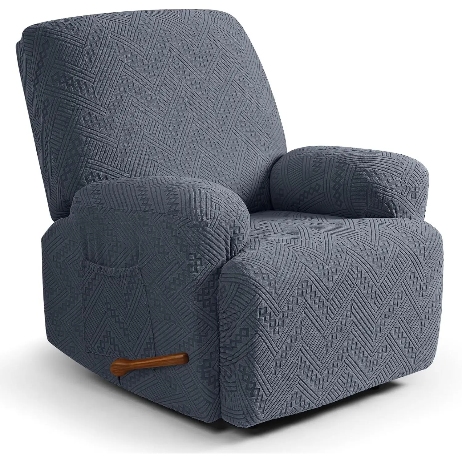 Recliner Sofa Covers Recliner Chair Covers Recliner Covers for Reclining Chair with Pockets Washable Furniture Protector with Elastic Bottom (1, Grey)